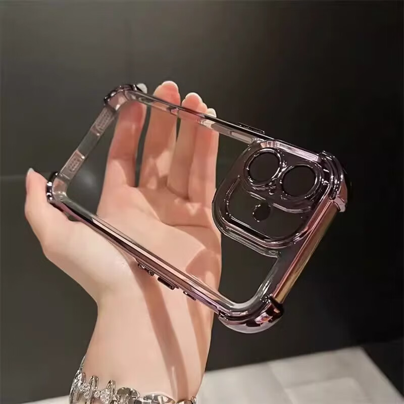 睿思派适用苹果17手机壳iphone16pro四角气囊防摔透明16promax新款13镜头全包14软12简约11保护套xs男女 电镀四角防摔气囊壳【气质银】带镜头膜 iPhone 13 Pro