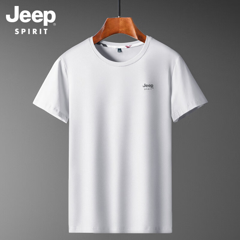 吉普(jeep)液氨短袖t恤男夏季薄款休闲2024新款男士男装上衣纯色潮t