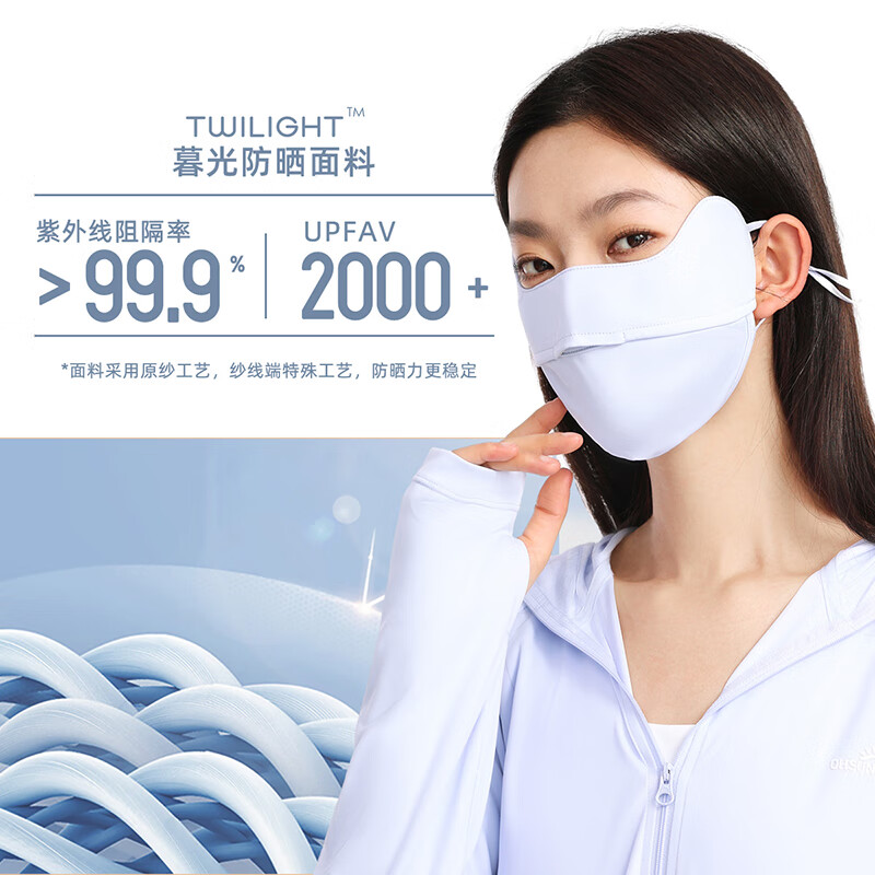OhSunny防晒口罩女透气防紫外线护眼角遮阳户外开口防晒面罩 素影灰 均码