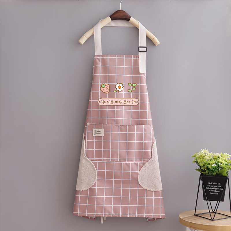 韩版时尚女围裙防水防油家用厨房做饭无袖围腰上班工作服定制 可调节