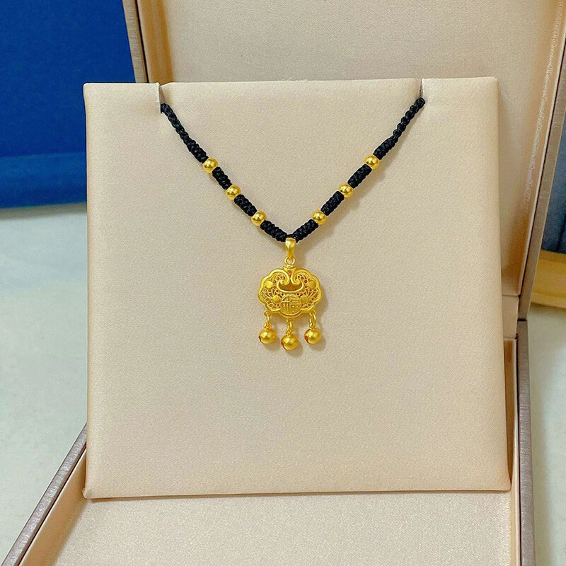 DLEO老鳳凰黃金足金999平安福字鎖包長(zhǎng)命鎖吊墜編織項(xiàng)鏈情人節(jié)禮物女 足金長(zhǎng)命鎖吊墜