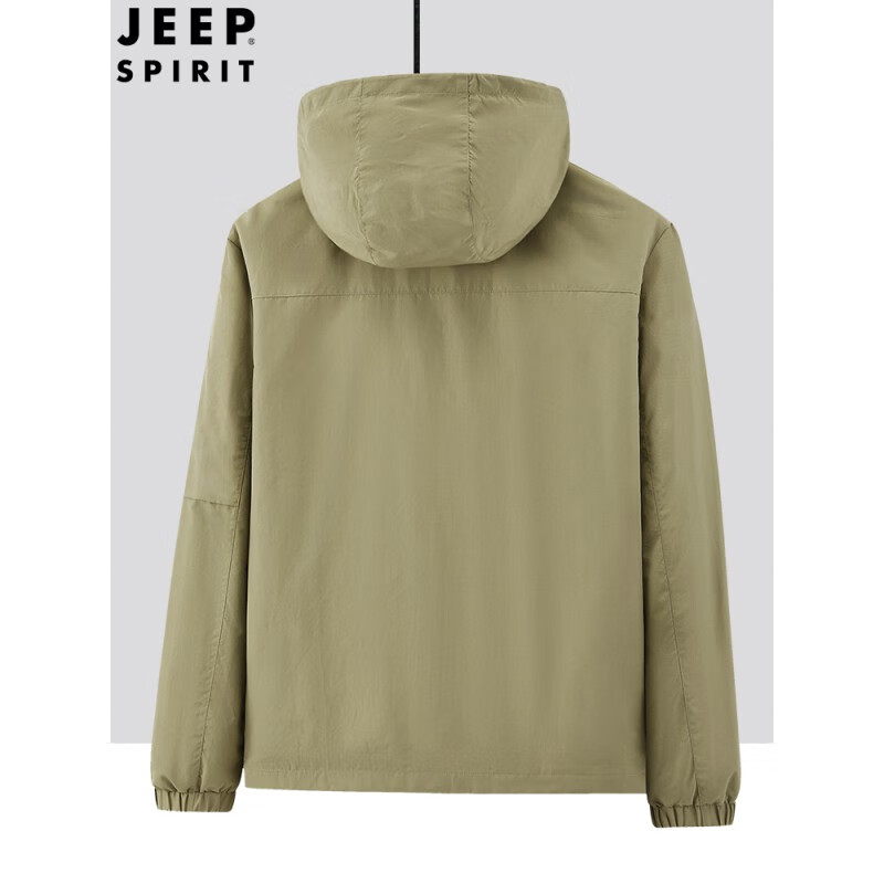 JEEP春秋季薄绒保暖棉服男士宽松休闲外套大码多口袋茄克上衣 深蓝色(6918A加绒款) 可拆帽子 L 建议120-135斤