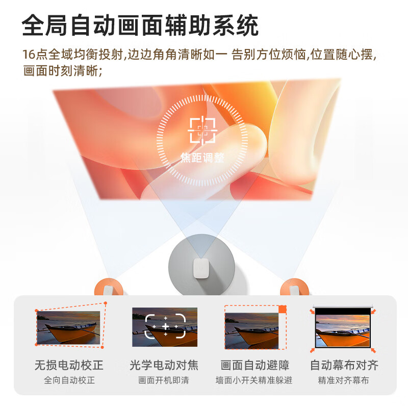 先科C2投影仪家用智能投影机4K高清便携卧室手机投影（全封式光机 自动对焦 自动入幕 自动校正 AI智能语音)