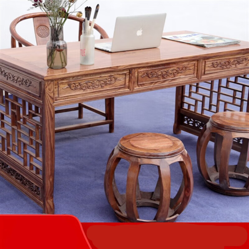 优依福中医诊断桌中式仿古实木雕花书桌写字台简约抽屉学习桌中医馆诊