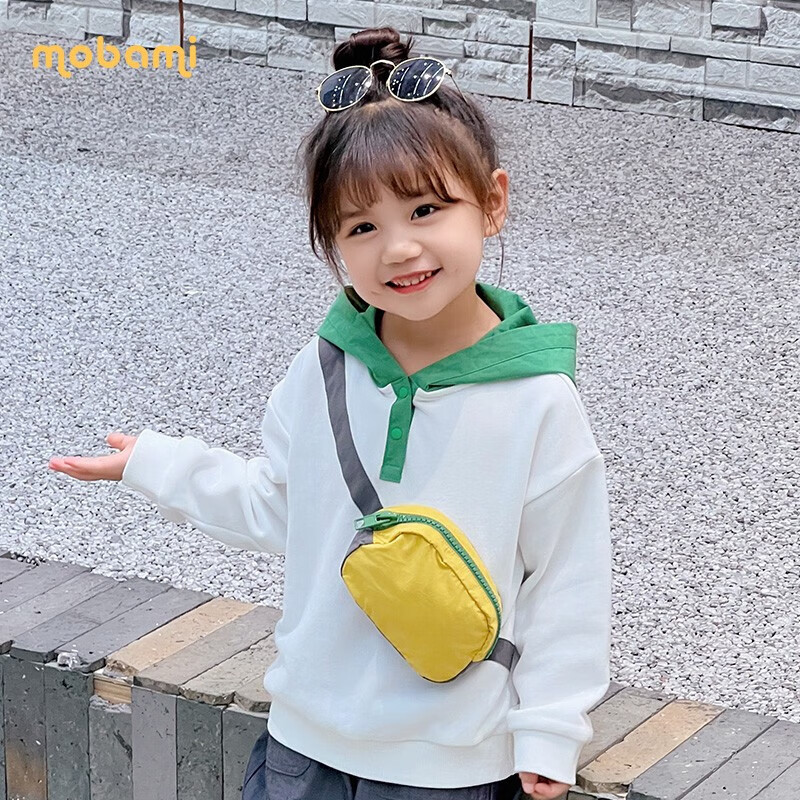 摩芭米mobami春秋婴儿衣服儿童连帽卫衣儿童宝宝毛圈带帽卫衣  绿色 130