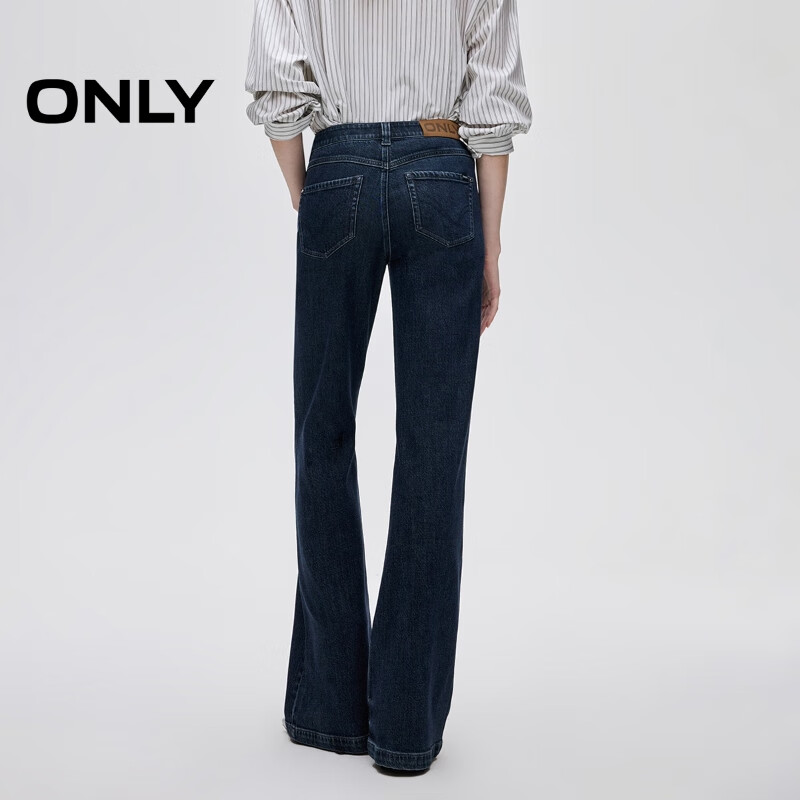 ONLY2026春季新款丹宁风高腰双腰头解构喇叭牛仔裤女|126132023 J0B 蓝灰牛仔 S S标准裤长