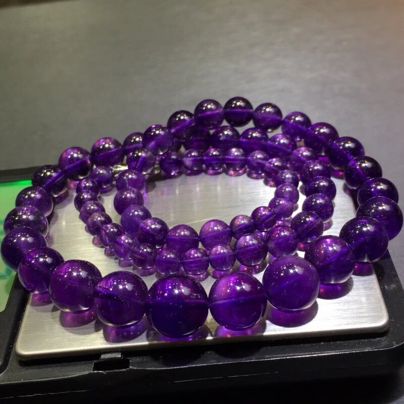 冰珂晶石天然乌拉圭紫水晶塔链晶体通透紫气东来紫晶项链 深紫 5-11