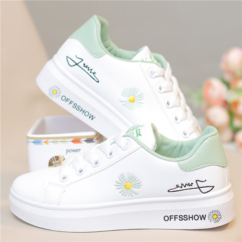 twtckpi小雏菊小白鞋女春秋季白鞋透气女鞋初中小学生平底运动板鞋少