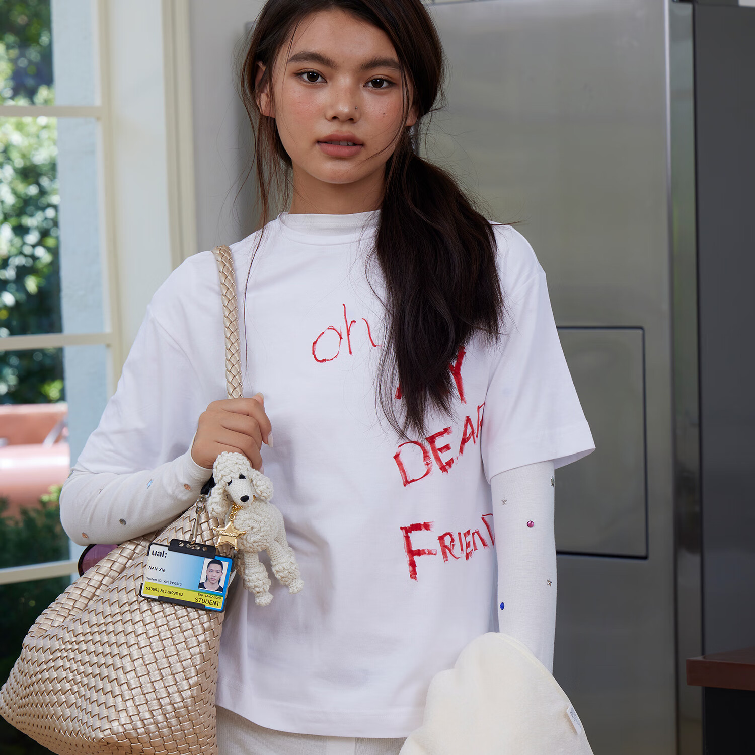 ECODAY原创设计香槟色大容量编织托特包女通勤上班单肩手提包学生电脑包 香槟色(大号)