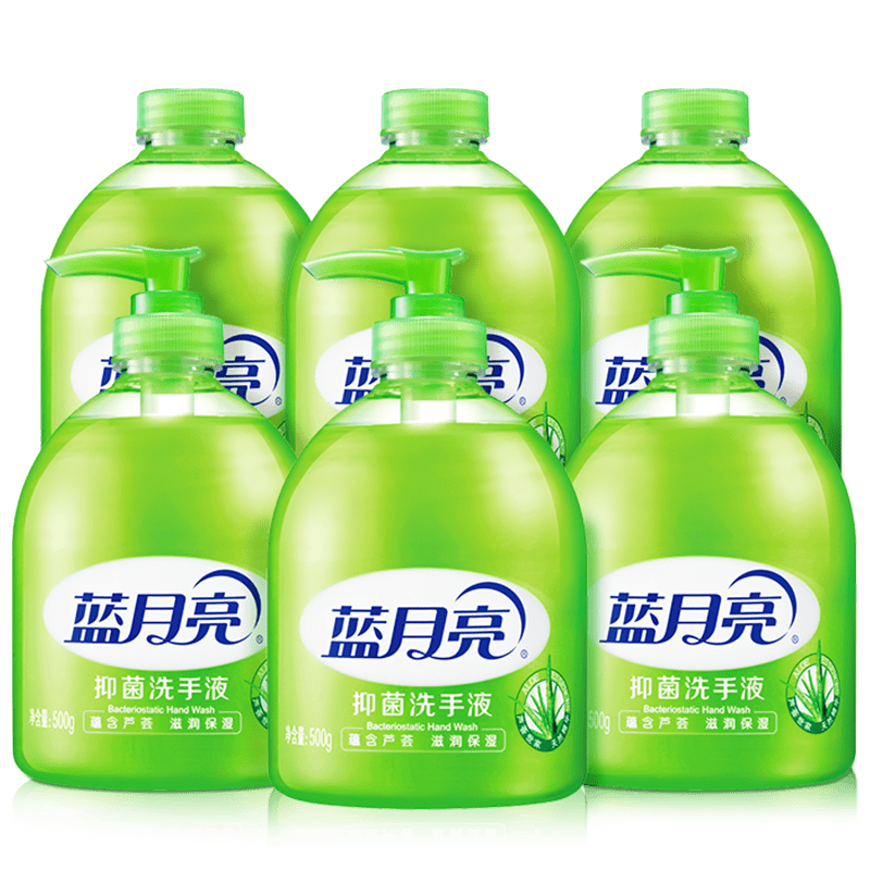 蓝月亮芦荟抑菌99.9%洗手液泡沫丰富滋润500g*3+洗手液补充装500g*3tt