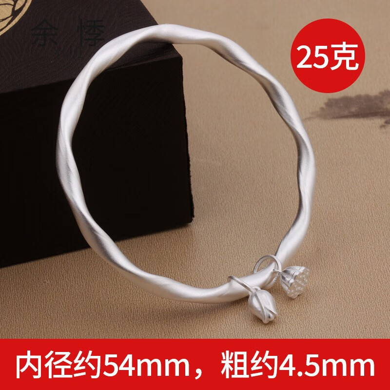 余悸两世欢银手镯女款9999足银莫比乌斯环古法素面铃铛银镯子女友礼物