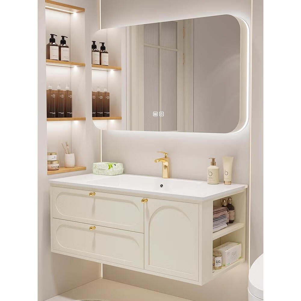 法恩莎(faenza)法式奶油风浴室柜组合陶瓷一体盆卫浴智能洗漱台可丽耐