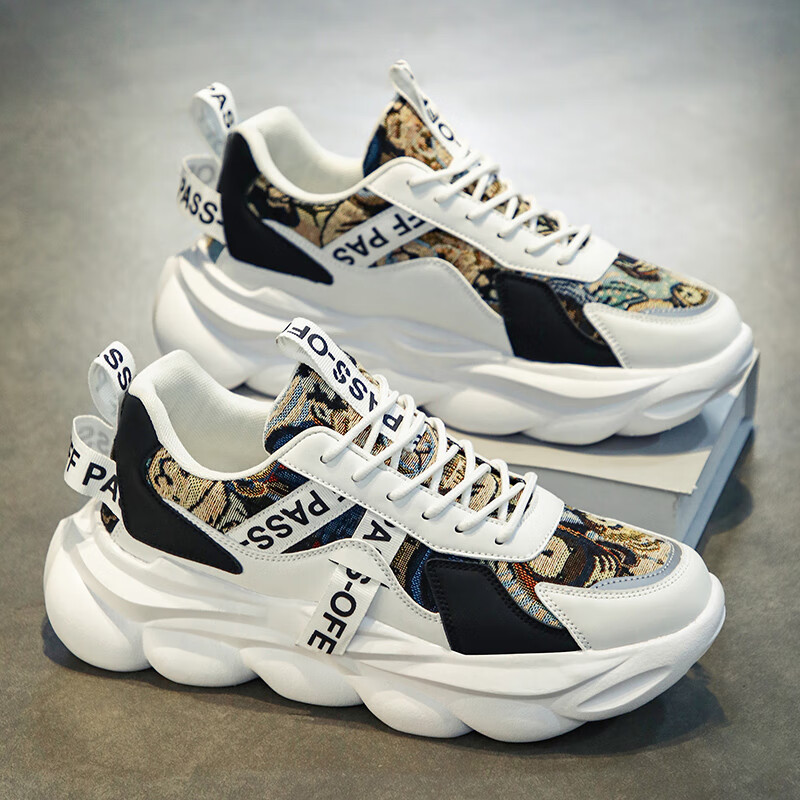 匠狂男鞋春季2024新款潮流百搭青少年运动休闲跑步内增高小白老爹潮鞋