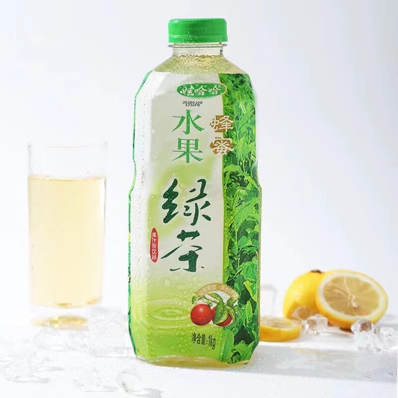 娃哈哈水果绿茶饮料1kg瓶装1升家庭畅饮装夏季解渴怀旧蜂蜜果汁茶饮品