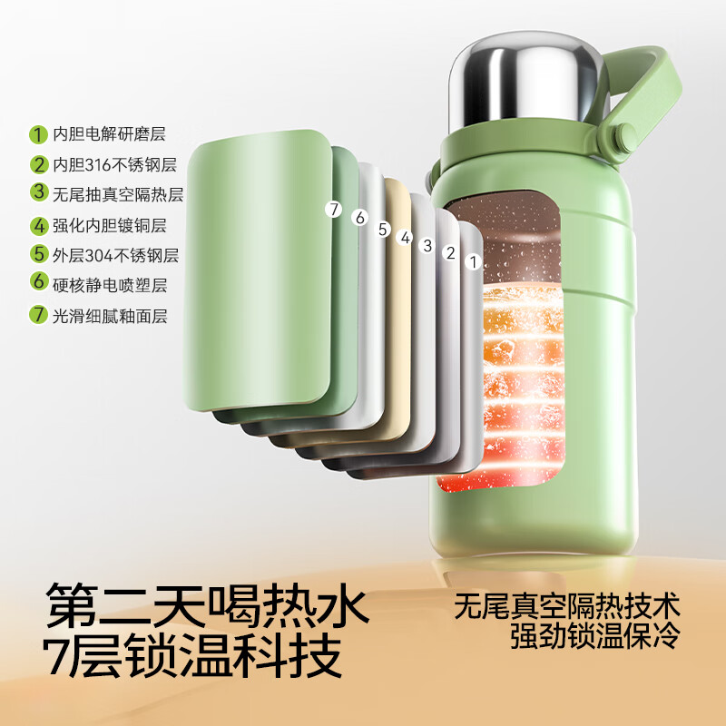 哈尔斯（HAERS）王源同款保温杯316不锈便男女士大容量携水杯学生水壶团购送礼 云峰白1.2L送杯带+杯刷+杯套