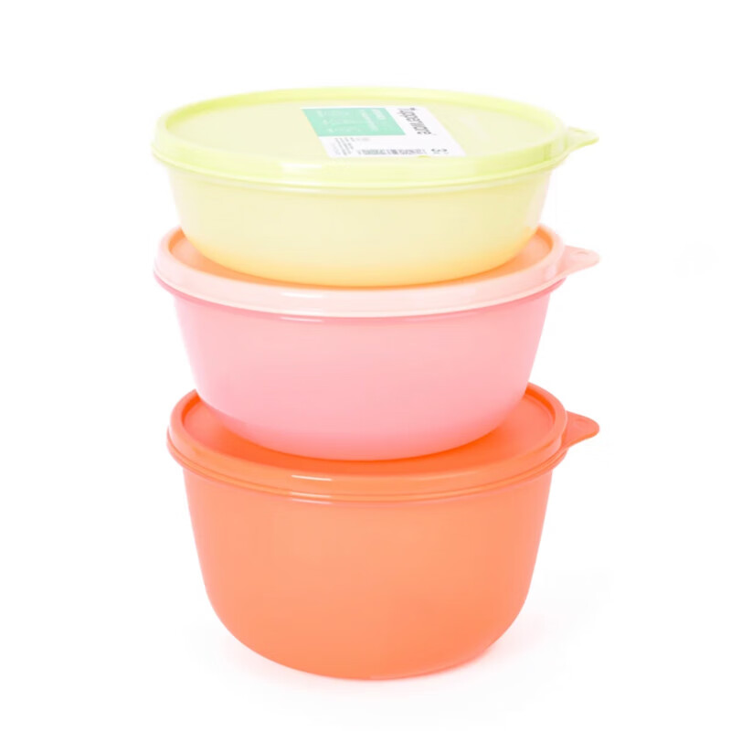 特百惠(Tupperware)保鲜圆碗三件套密封冰箱冷藏水果零食储藏盒沙拉碗带盖 保鲜圆碗三件套2024新色