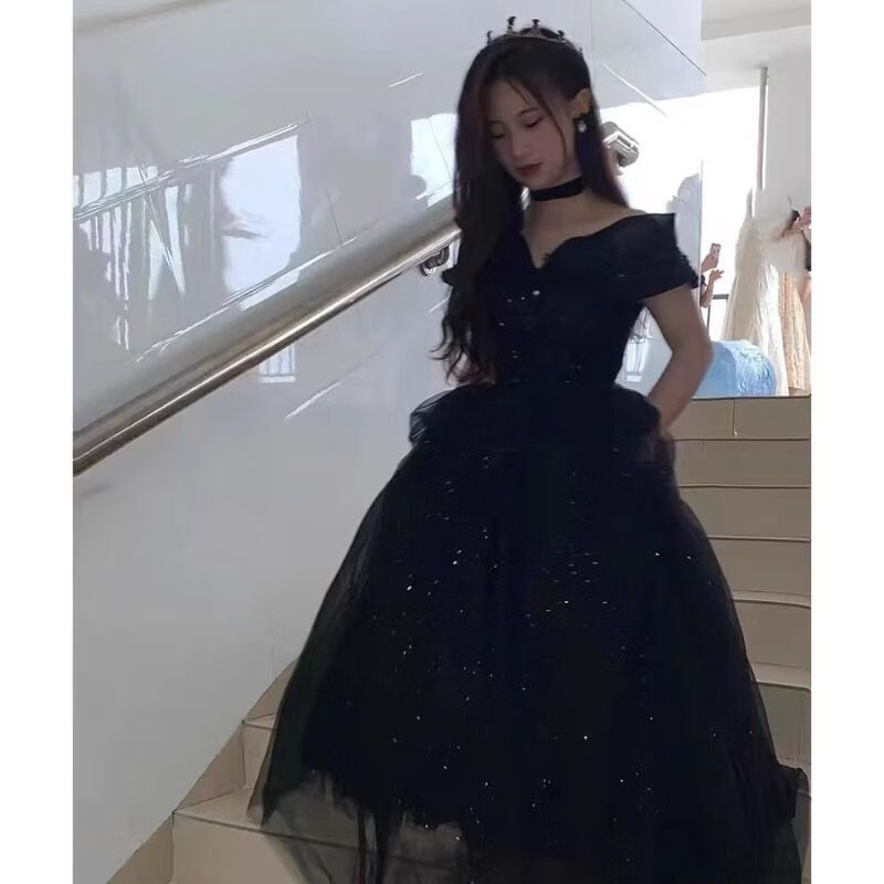 珍迹 zearngeoy生日礼服女成人礼端庄黑色宴会晚裙2024新款十八岁礼