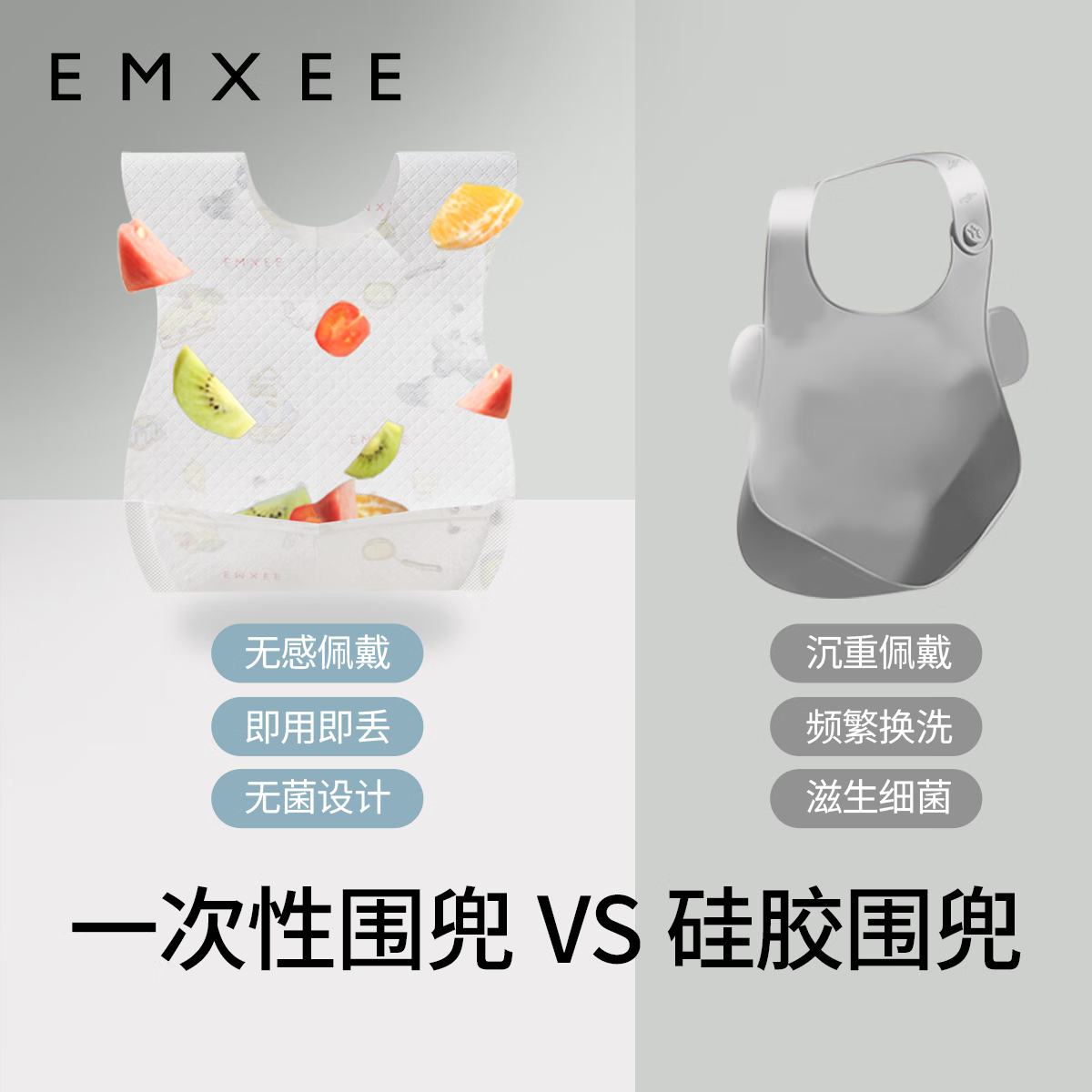 嫚熙(EMXEE)婴儿围兜防水吃饭口水围嘴兜一次性围兜吃饭防脏神器 一盒装20片 假日熊猫
