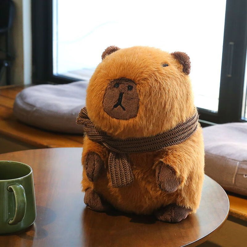 艾风格(aifengge)波波娃超萌围巾卡皮巴拉玩偶丑萌水豚鼠男女抱枕娃娃