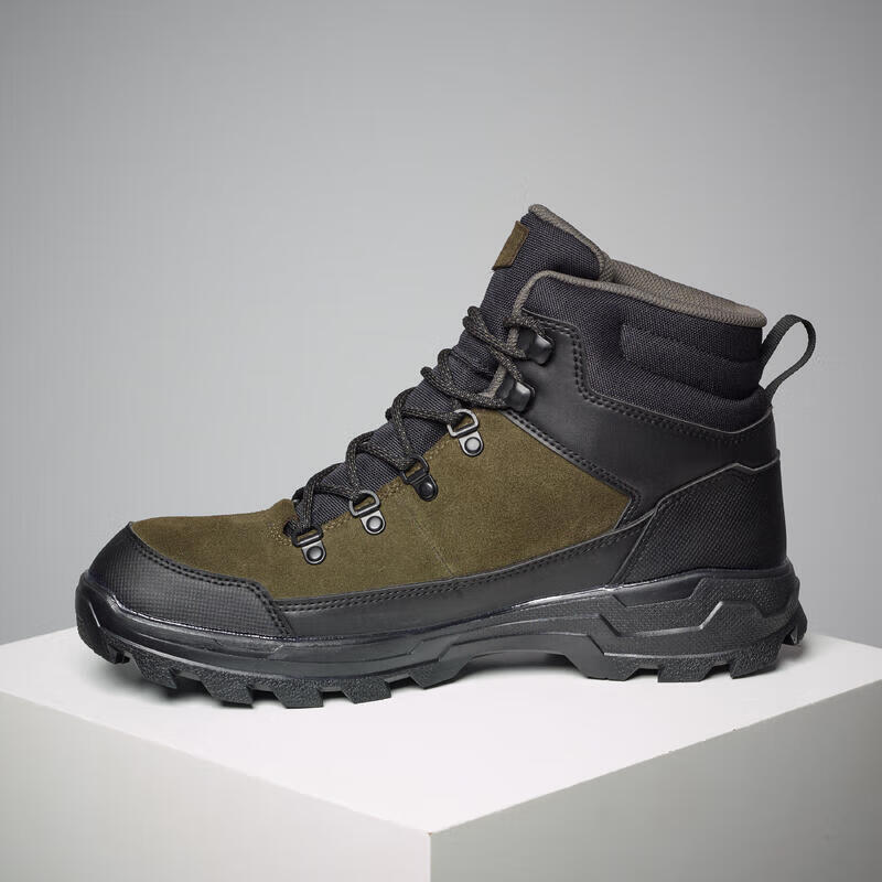 迪卡侬（DECATHLON）户外登山鞋徒步鞋户外鞋靴男运动小羊皮防刺穿OVHU 黄褐色 40
