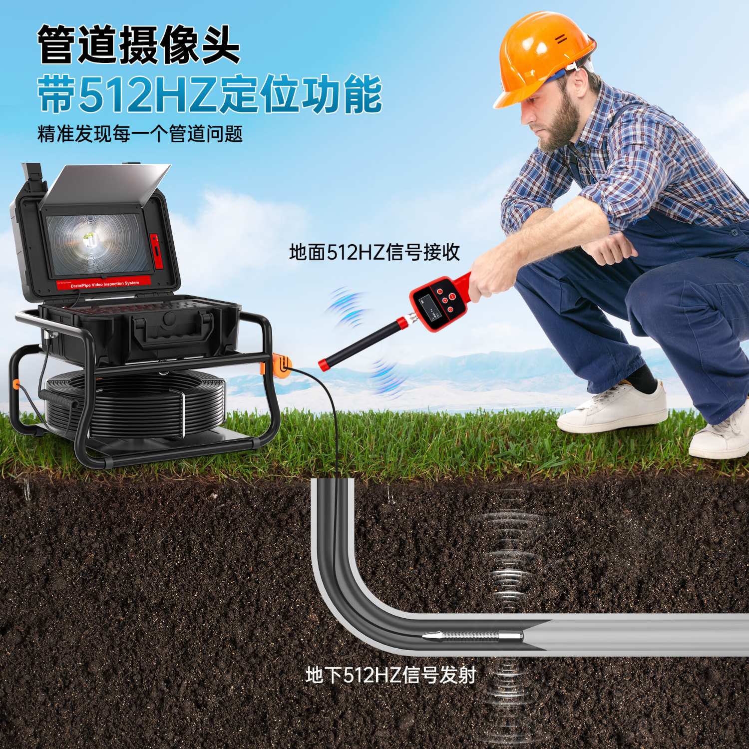 syanspan森盼工业管道探测仪1080p自平衡512hz定位观测仪高清可视摄像