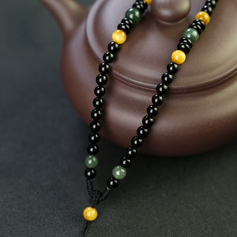 keegfeg黑玛瑙水晶纯手工编织结实牢固项链项链绳吊坠挂 周长60cm