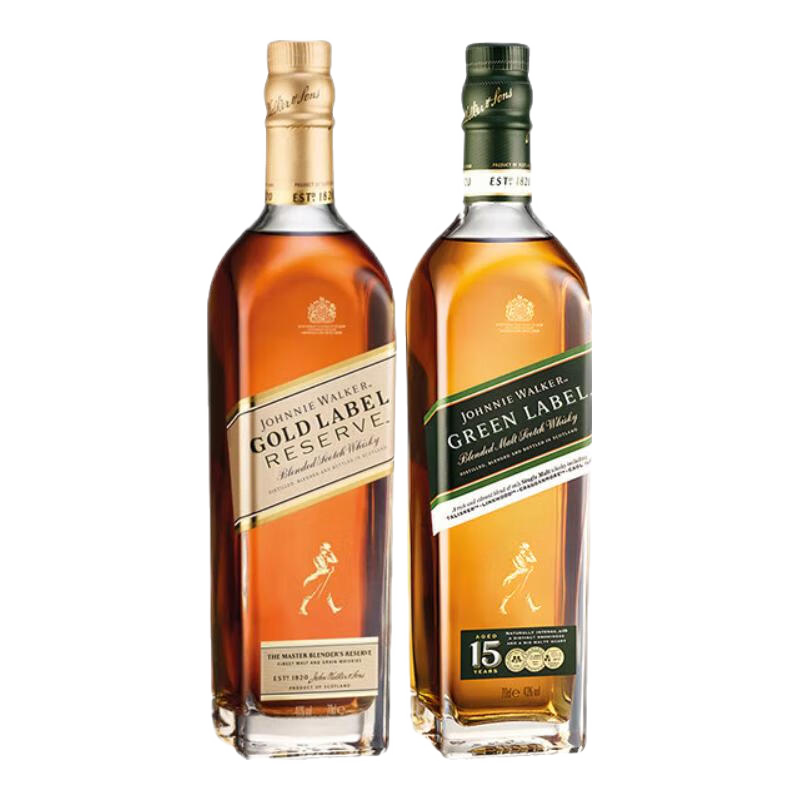 尊尼获加（JOHNNIE WALKER）绿方绿牌 苏格兰威士忌原装进口洋酒礼盒自饮聚会送男友礼物 绿牌750ml金牌750ml泰斯卡200ml
