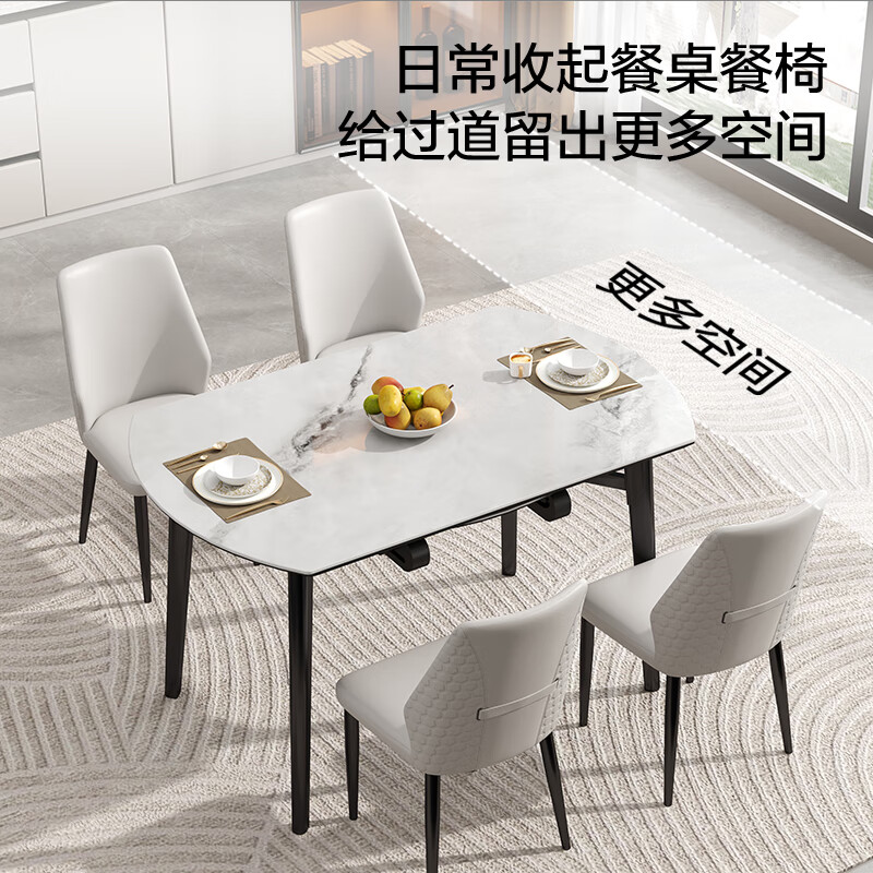 格调芝华仕【京东超体】大理石方变圆餐桌椅GDD11018 黑色-1.3M-大理石方变圆餐桌 单桌