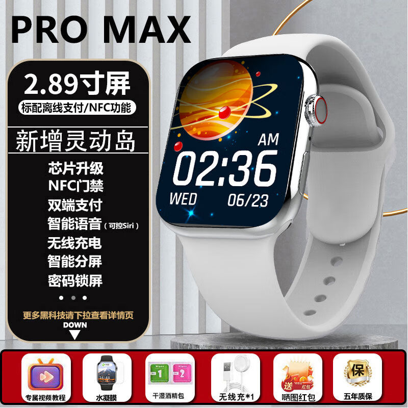 华强北手表S10顶配智能手表灵动岛多功能iwatchS10蓝牙运动手表 S10ProMax[星空银]顶配全功能