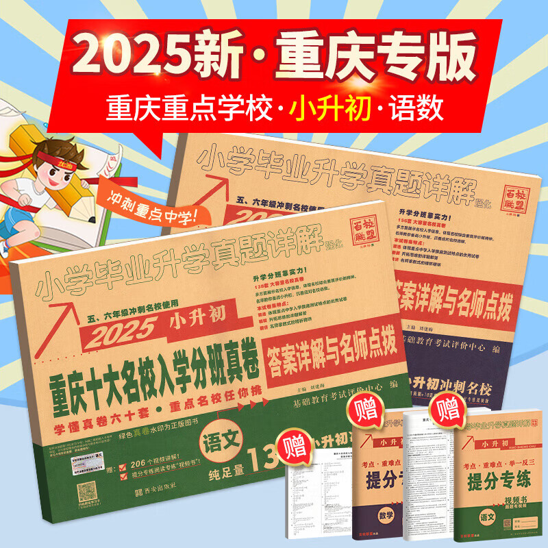 2025新重庆小升初真题卷重点十大名校招生真卷语文数学人教版小升初系统总复习初一分班考试卷小学毕业升学真题必下册刷题复习