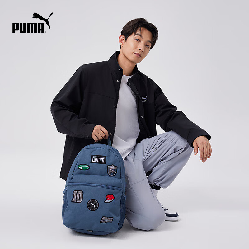 彪马（PUMA）户外旅行轻便大容量双肩背包男女运动学生书包079194 深蓝色-02 OSFA/均码