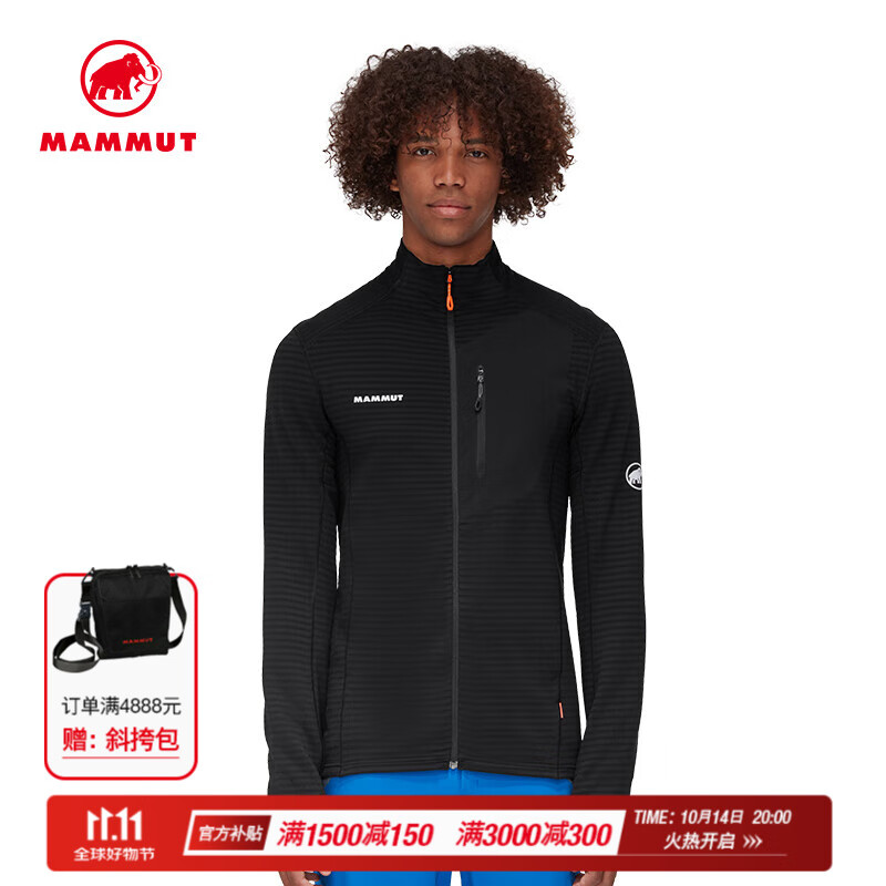 猛犸象（MAMMUT）Taiss Light  男士户外防风保暖弹力耐磨舒适中层夹克 黑色 S