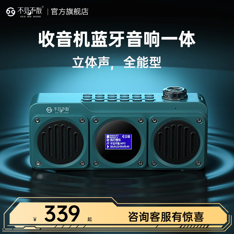 不见不散多功能蓝牙音箱收音机一体机无线便携小音响充电式u盘可插tf