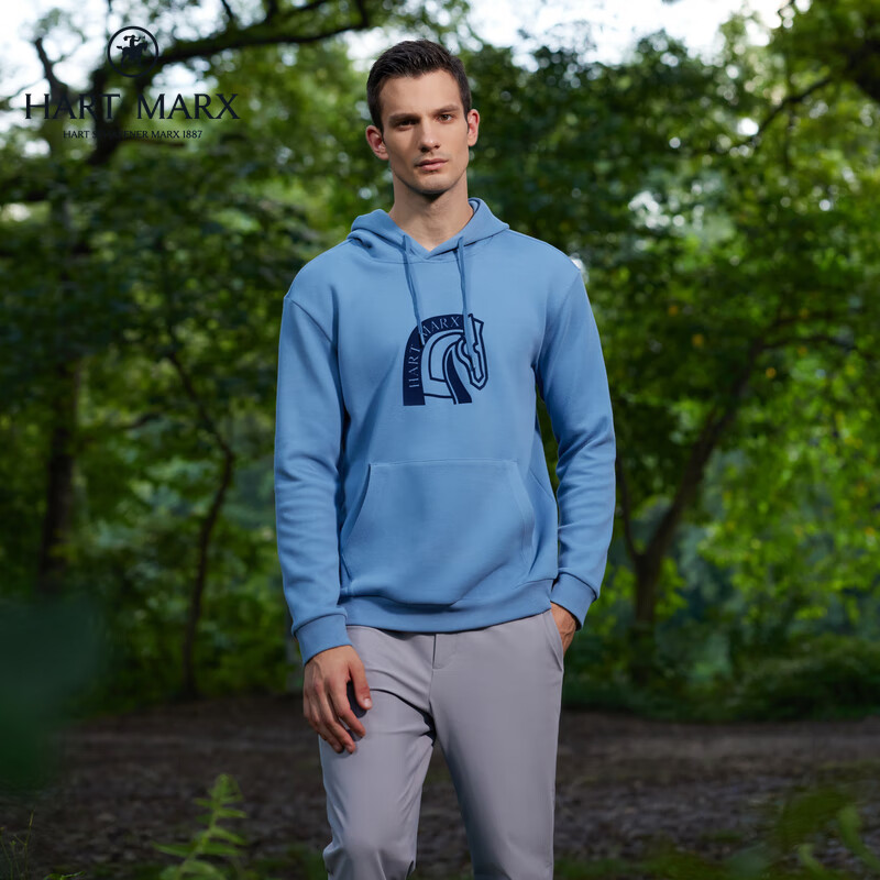 哈特马克斯珠地柔软弹力经典百搭男套头卫衣外套 冰川蓝 M (170) 京东折扣/优惠券