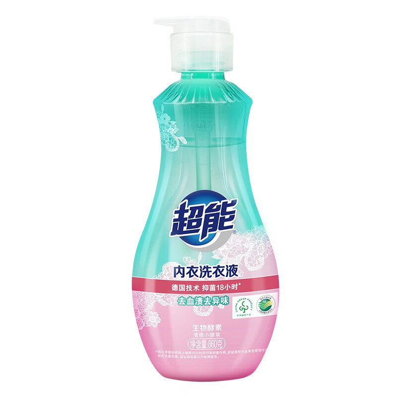 超能内衣液洗衣液 清香型 860g瓶 抑菌18小时 去血渍去异味 低泡易漂 860g*3瓶 内衣洗