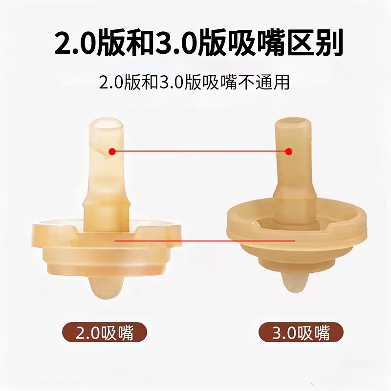 咪小兔适配世喜奶瓶配件直饮吸管奶嘴杯盖鸭嘴保温杯重力球四喜水杯头 适配3.0版大月龄保温杯 空心直饮重力球+吸管刷