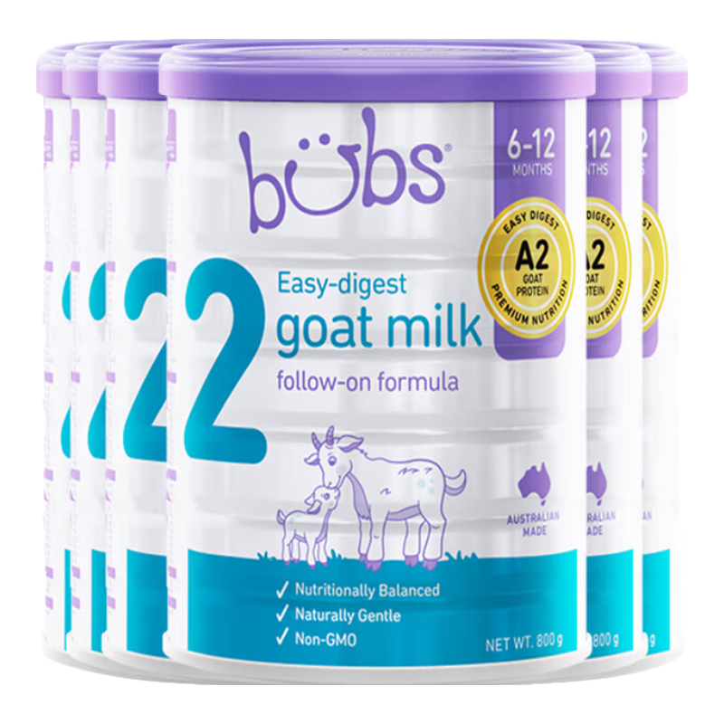 Bubs(貝兒) 澳洲原裝進(jìn)口 嬰幼兒奶粉A2配方羊奶粉含葉黃素 官方授權(quán) 2段6罐【膨脹金省40元+贈(zèng)品*1】 效期27年4-6月