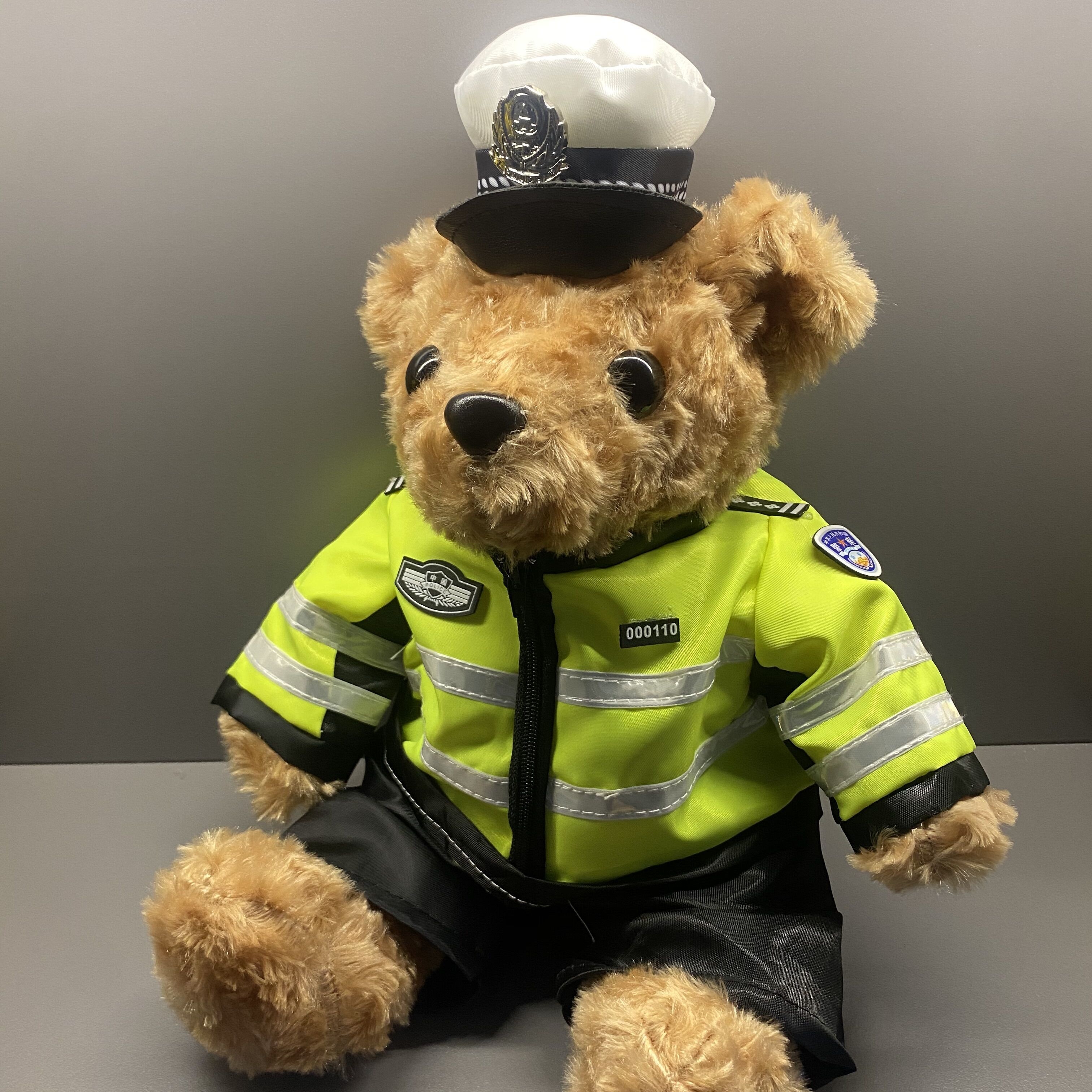 薇欧漫公安小熊公仔警号定制抖音ins交警小熊泰迪熊警察小熊玩偶铁骑