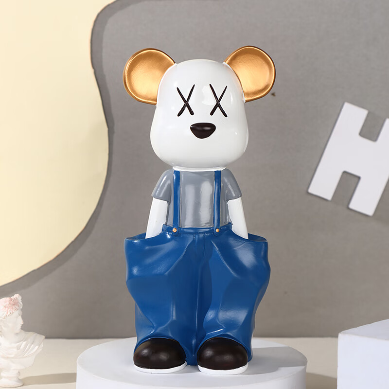 创意卡通暴力熊桌面小摆件客厅玄关酒柜家居装饰品轻奢高级感礼品 灰