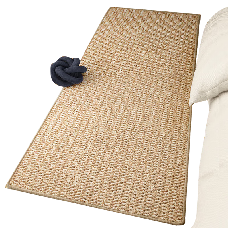 富居床邊地毯立體編織防滑地墊仿劍麻臥室50*160cm拿鐵