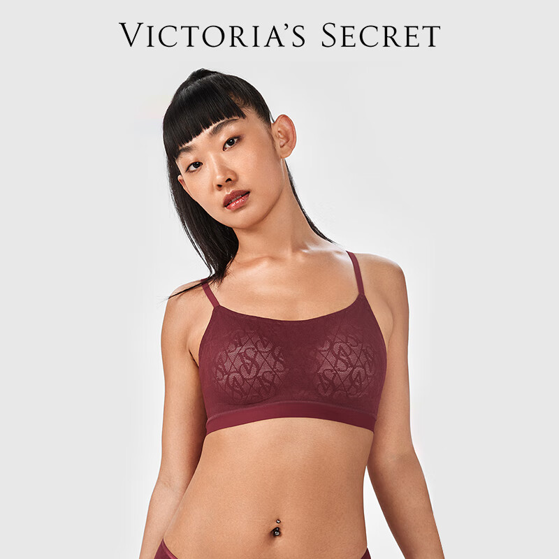 维多利亚的秘密（Victoria's Secret）小雏菊老花蕾丝返定杯固定薄杯无钢圈文胸内衣Ⅲ 05P8酒红色老花 11216630 M