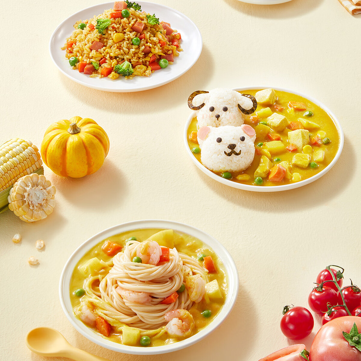 秋田满满果蔬儿童咖喱块咖喱不辣鲜甜拌饭添加料调味酱黄咖喱粉调味日式无 日式果蔬咖喱100g*2