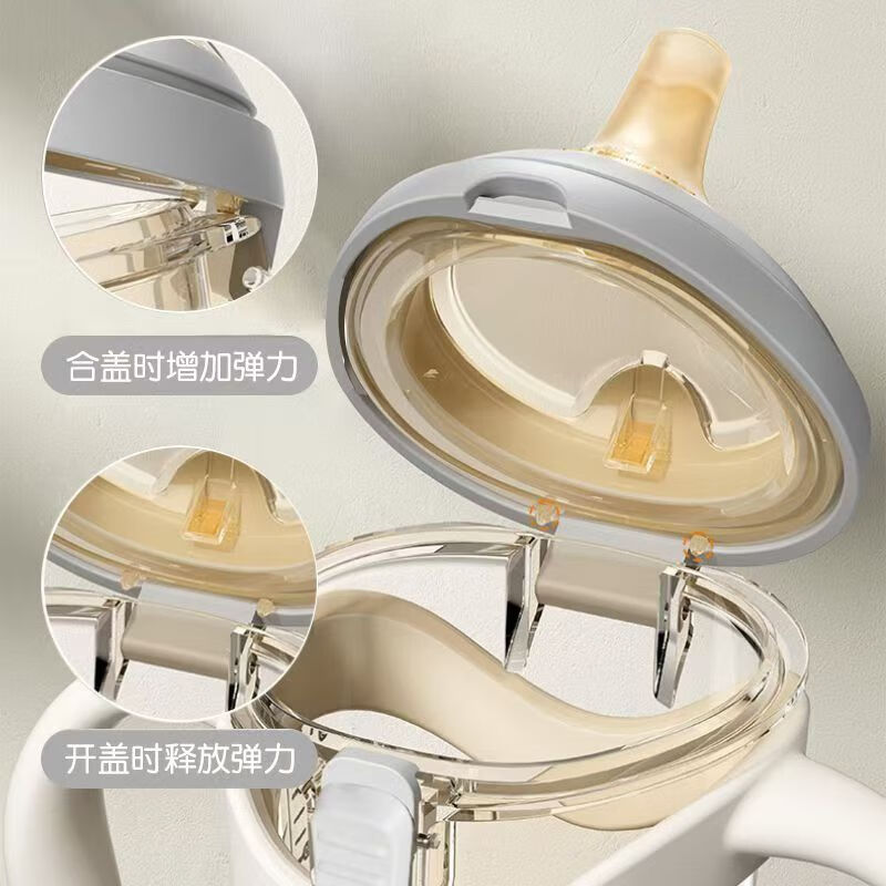 A 2奶瓶翻盖ppsu弹盖吸管奶瓶6个月以上过渡鸭嘴奶瓶240珍珠灰 240ml珍珠灰咬吸水嘴*1直饮吸管（12月+）