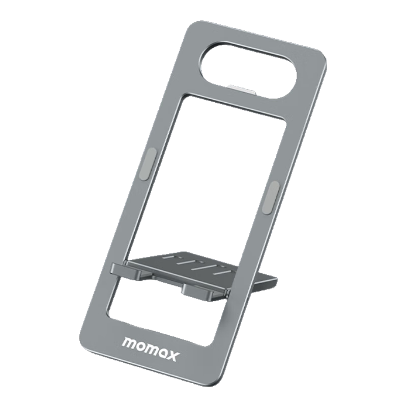 momax 摩米士 手机支架桌面卡片支架铝合金迷你便携可折叠无极调节多功能开瓶器懒人支架深空灰 三角结构稳固不晃灰色