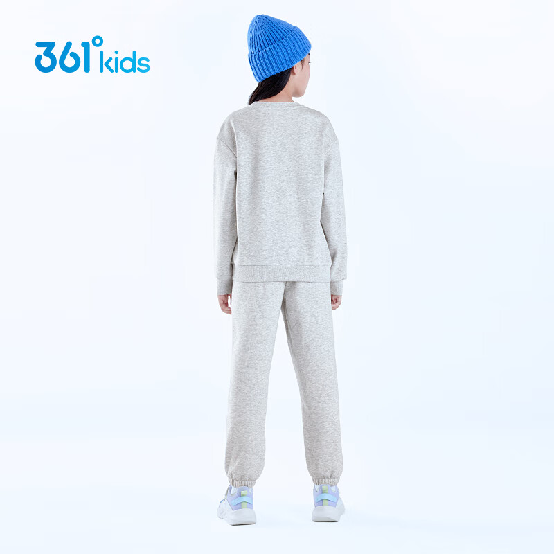 361°童装男女童加厚加绒保暖针织卫衣卫裤冬季新年款通码运动儿童套装 原色花灰/原色花灰 101 cm