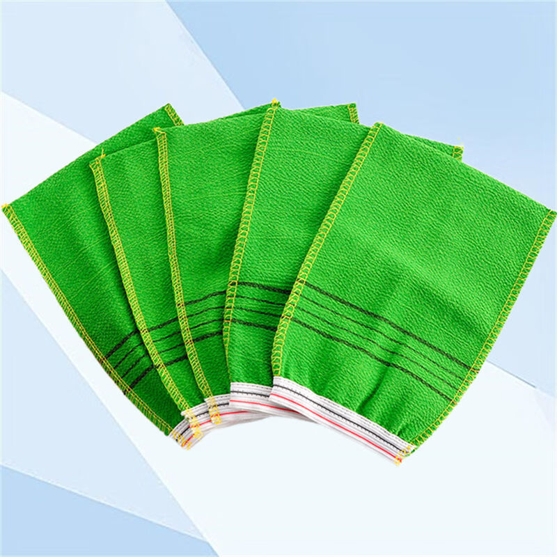 日美新特粗砂搓澡巾单层双面薄款搓澡神器搓背强力去污搓泥成人洗澡巾男 绿色单层250D粗砂[5条装]