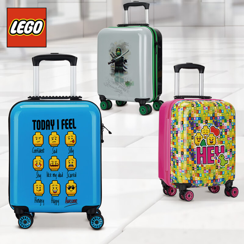 lego乐高儿童行李箱卡通拉杆箱轻16英寸旅行箱男女万向轮表情蓝 20160