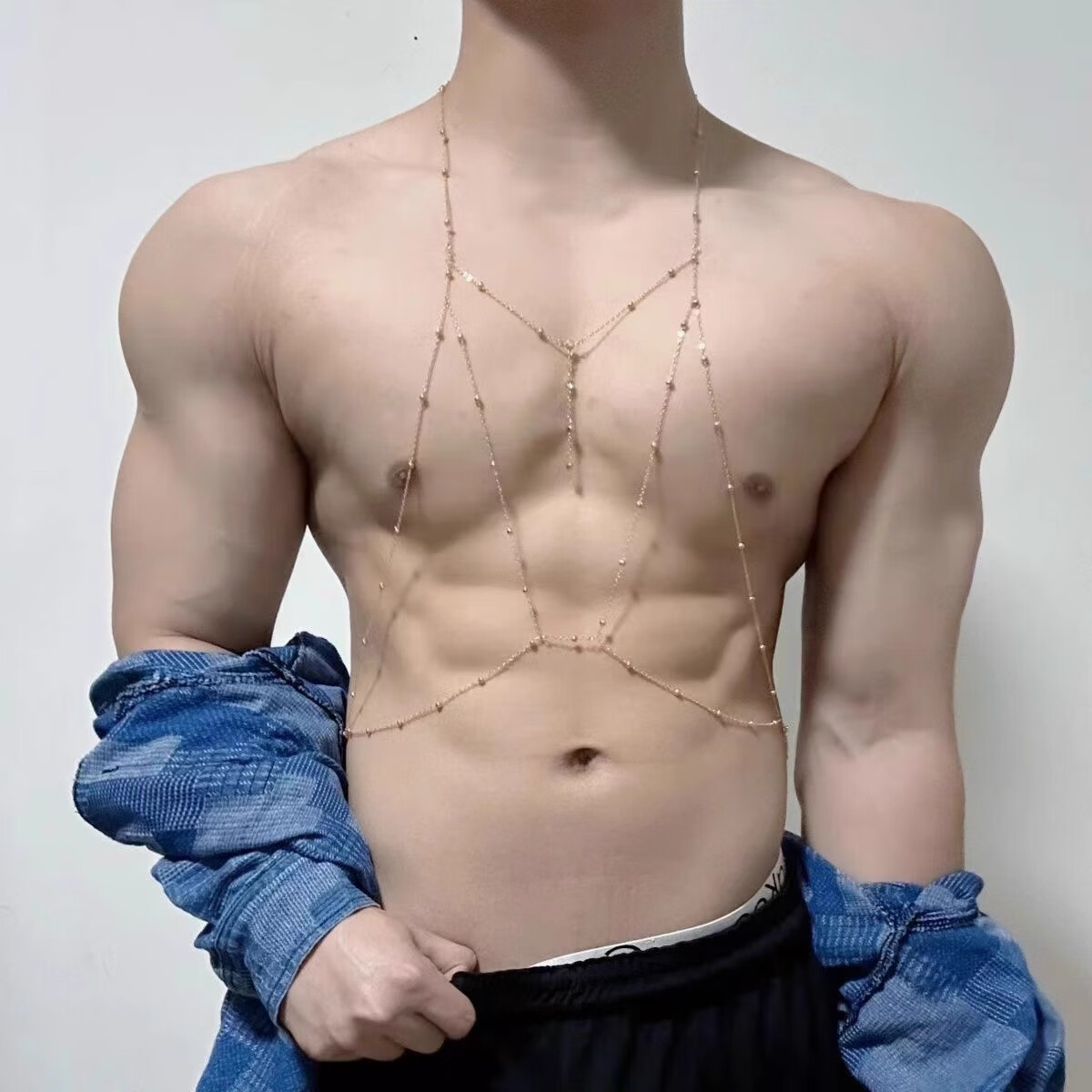 语礼男生身体链体育生胸链肌肉男0m纯欲胸肌链健身教练显胸大链个