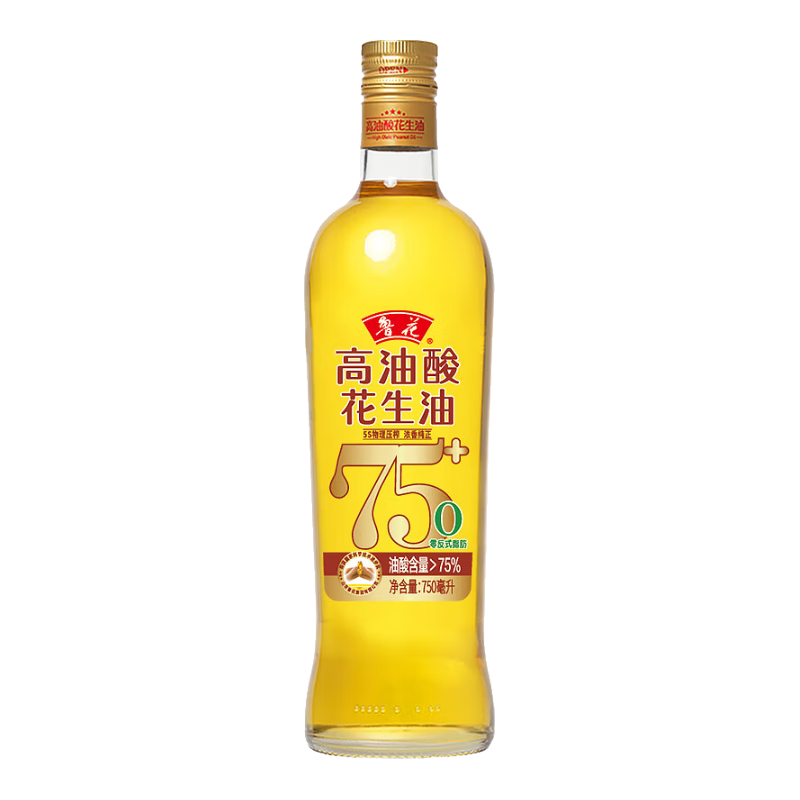 鲁花 食用油 5S 物理压榨 高油酸花生油750ml