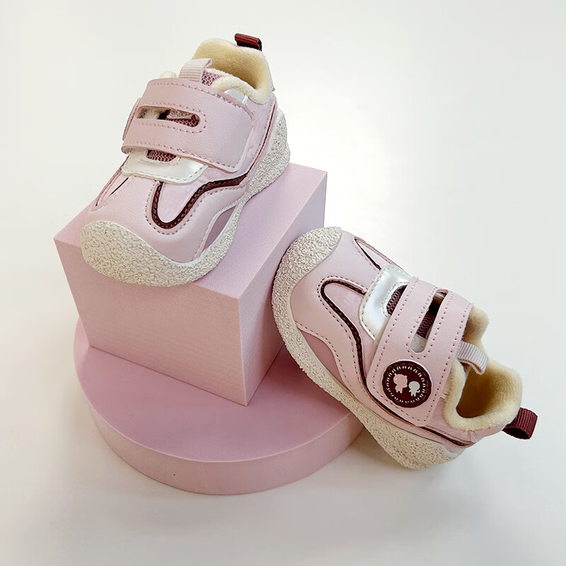 几米熊童鞋2023秋冬新款运动鞋百搭宝宝鞋女魔术贴男儿童棉鞋厚底